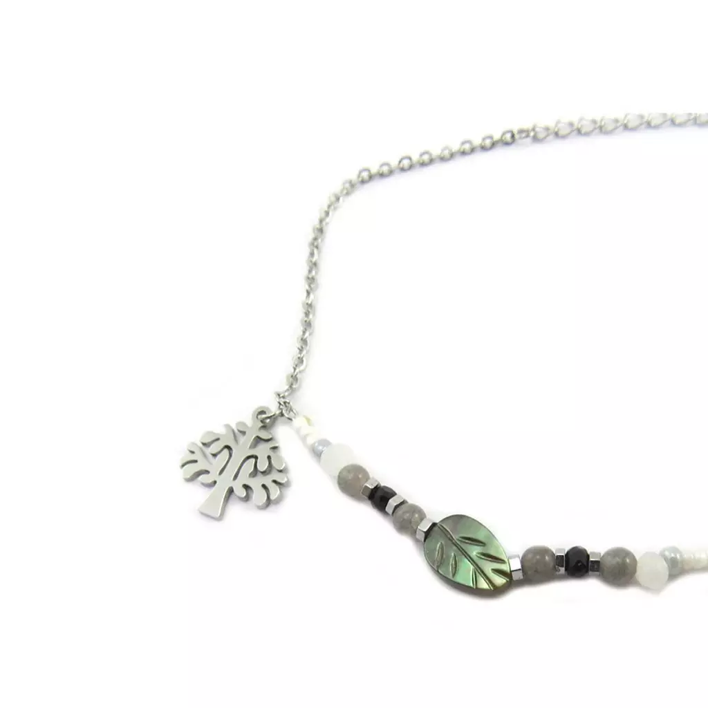 Les Trésors De Lily Bracelet Acier 'Arbre De Vie' Gris Argenté [P4907]