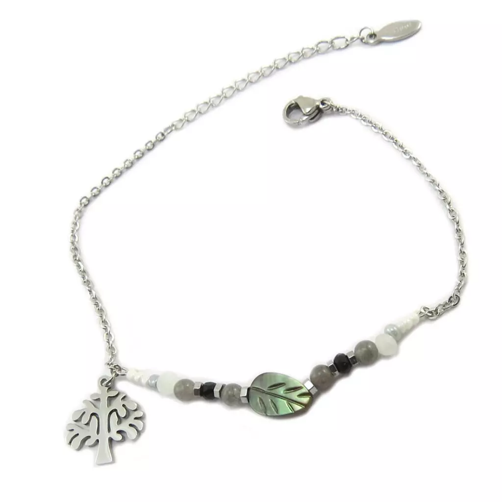 les trésors de lily Bracelet acier 'Arbre de Vie' gris argenté [P4907]