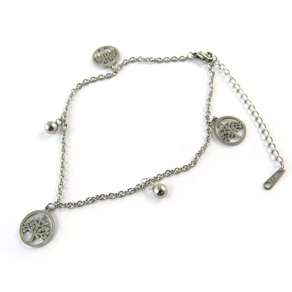 Les Trésors De Lily Bracelet Acier 'Arbre De Vie' Gris [N8883]