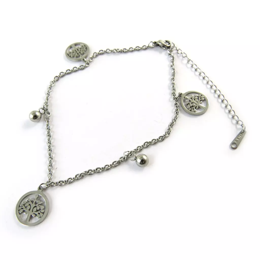 Les Trésors De Lily Bracelet Acier 'Arbre De Vie' Gris [N8883]