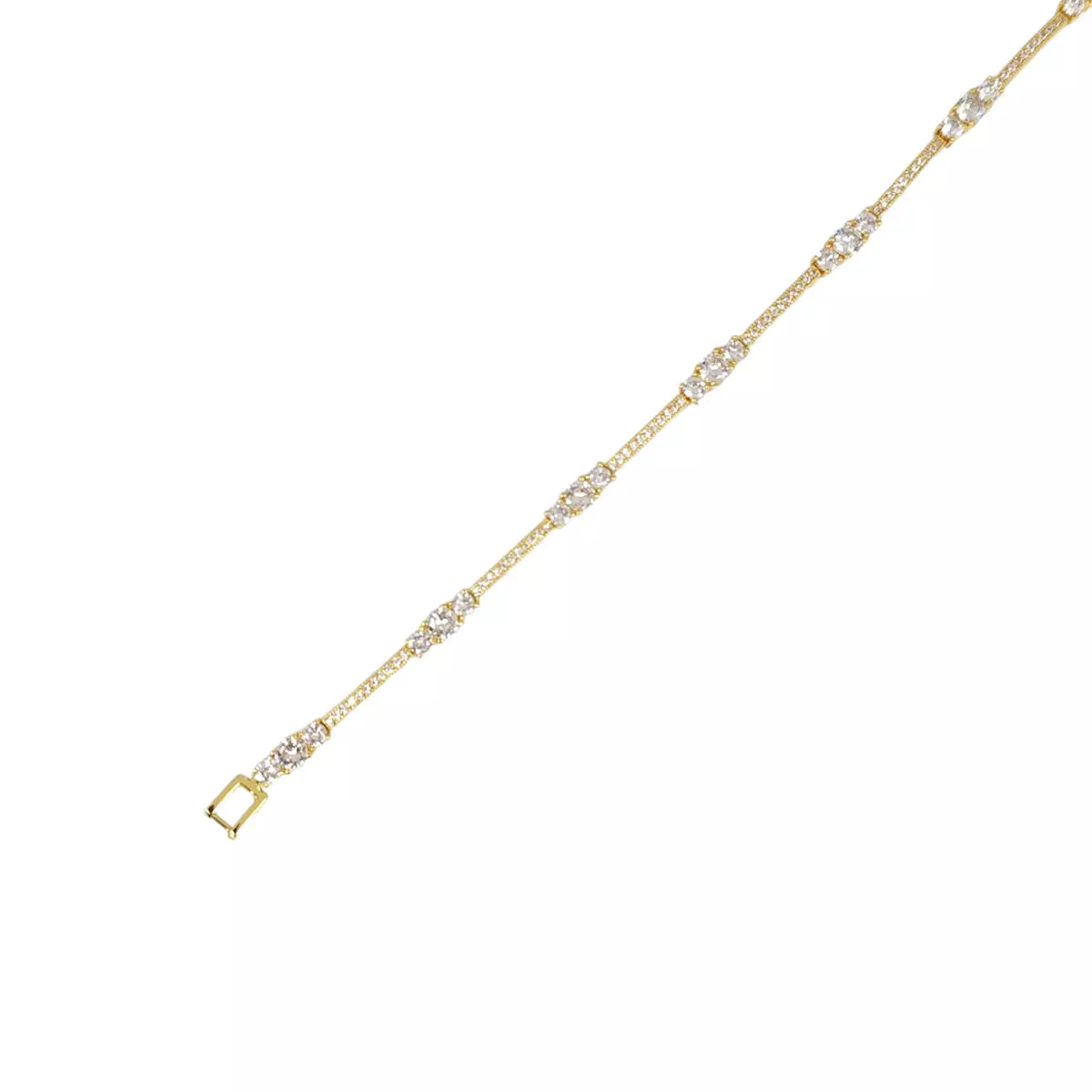 Les Trésors De Lily Bracelet Acier 'Arégonde' Blanc Doré 18 Cm 4 Mm [S1340]