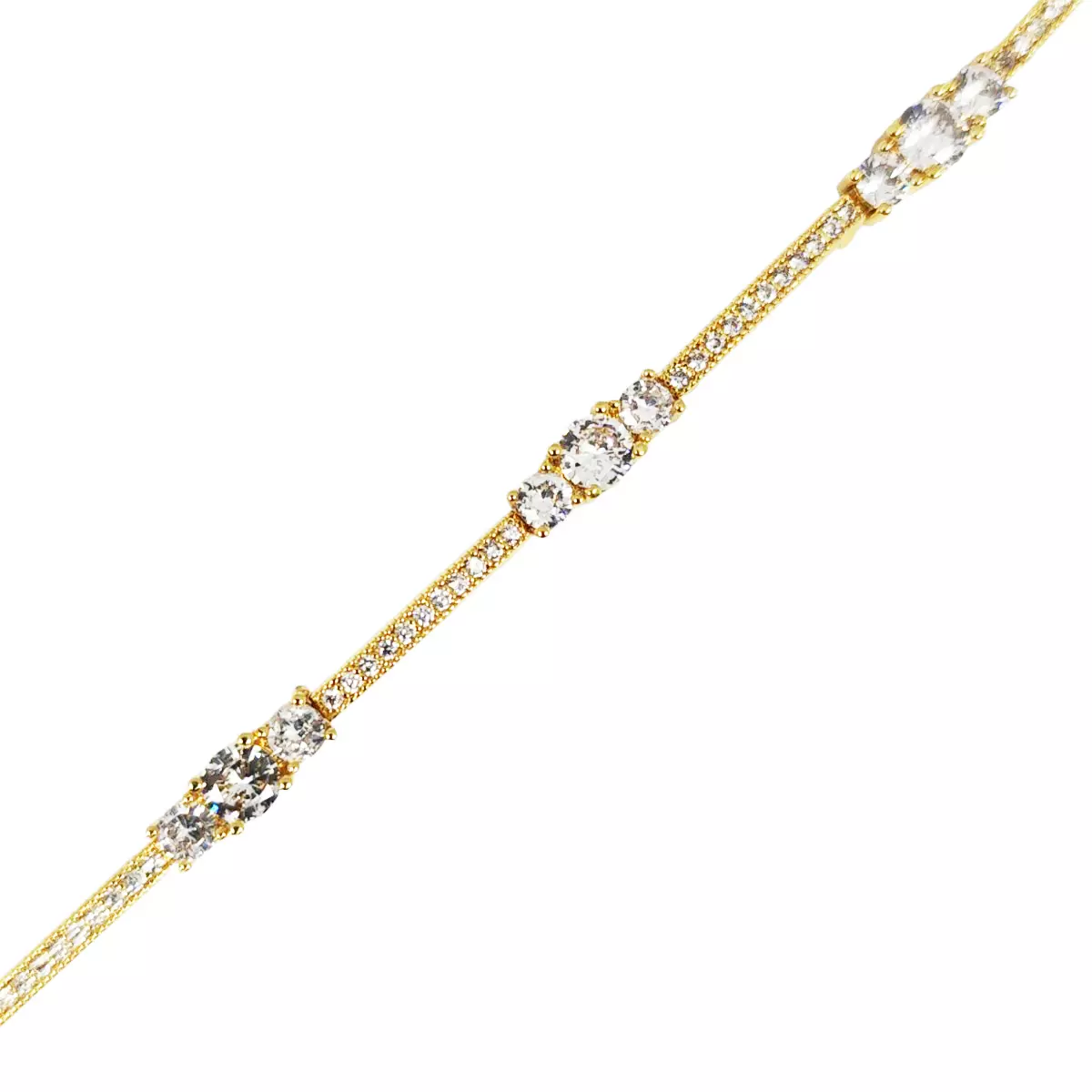 Les Trésors De Lily Bracelet Acier 'Arégonde' Blanc Doré 18 Cm 4 Mm [S1340]