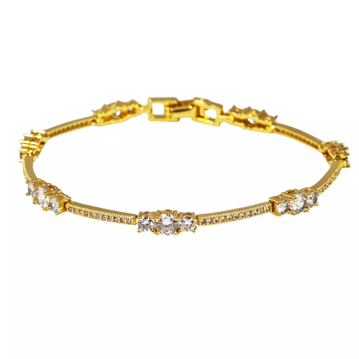 Les Trésors De Lily Bracelet Acier 'Arégonde' Blanc Doré 18 Cm 4 Mm [S1340]