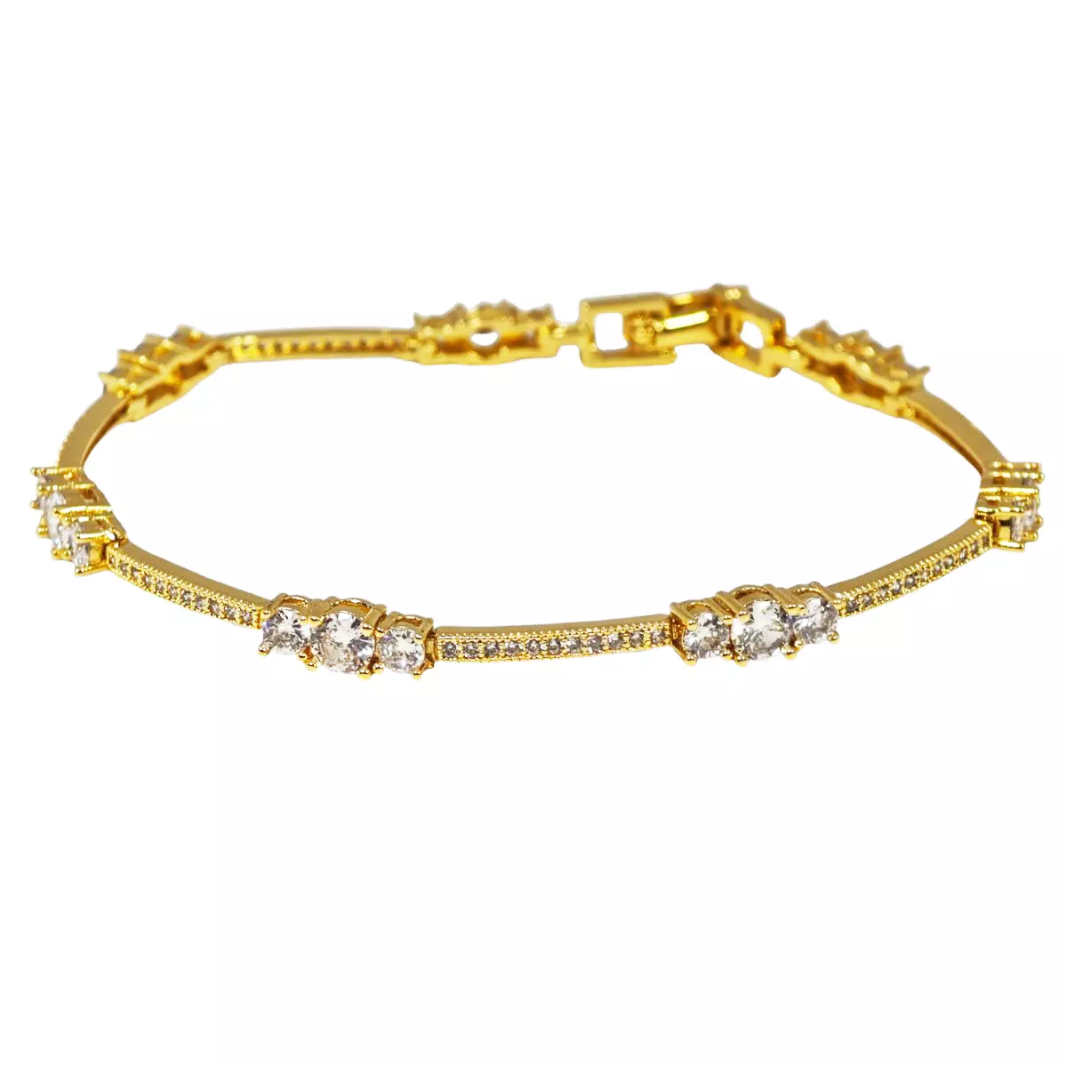 les trésors de lily Bracelet acier 'Arégonde' blanc doré 18 cm 4 mm [S1340]