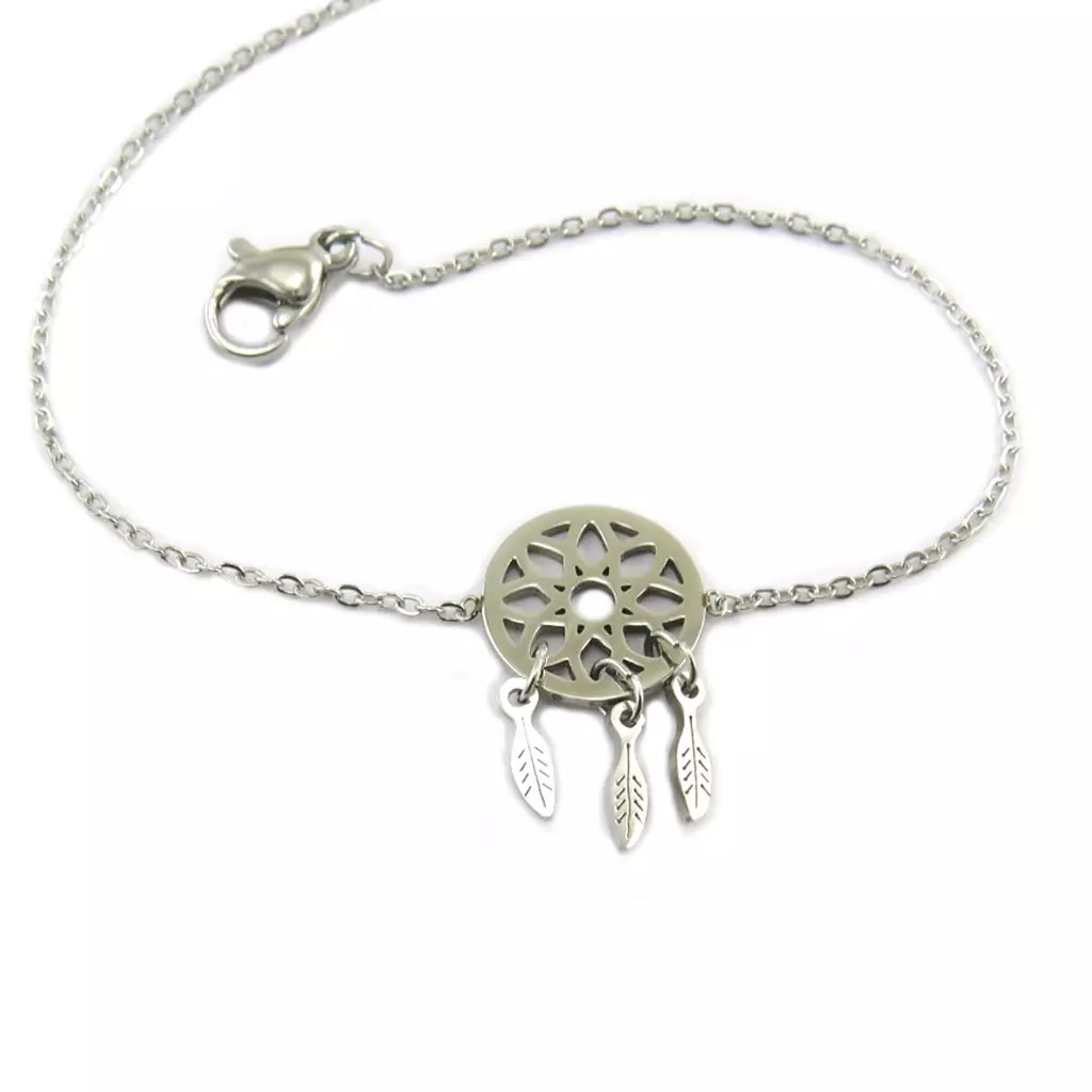 Les Trésors De Lily Bracelet Acier 'Boho' Argenté (dreamcatcher) 20x11 Mm [P9169]
