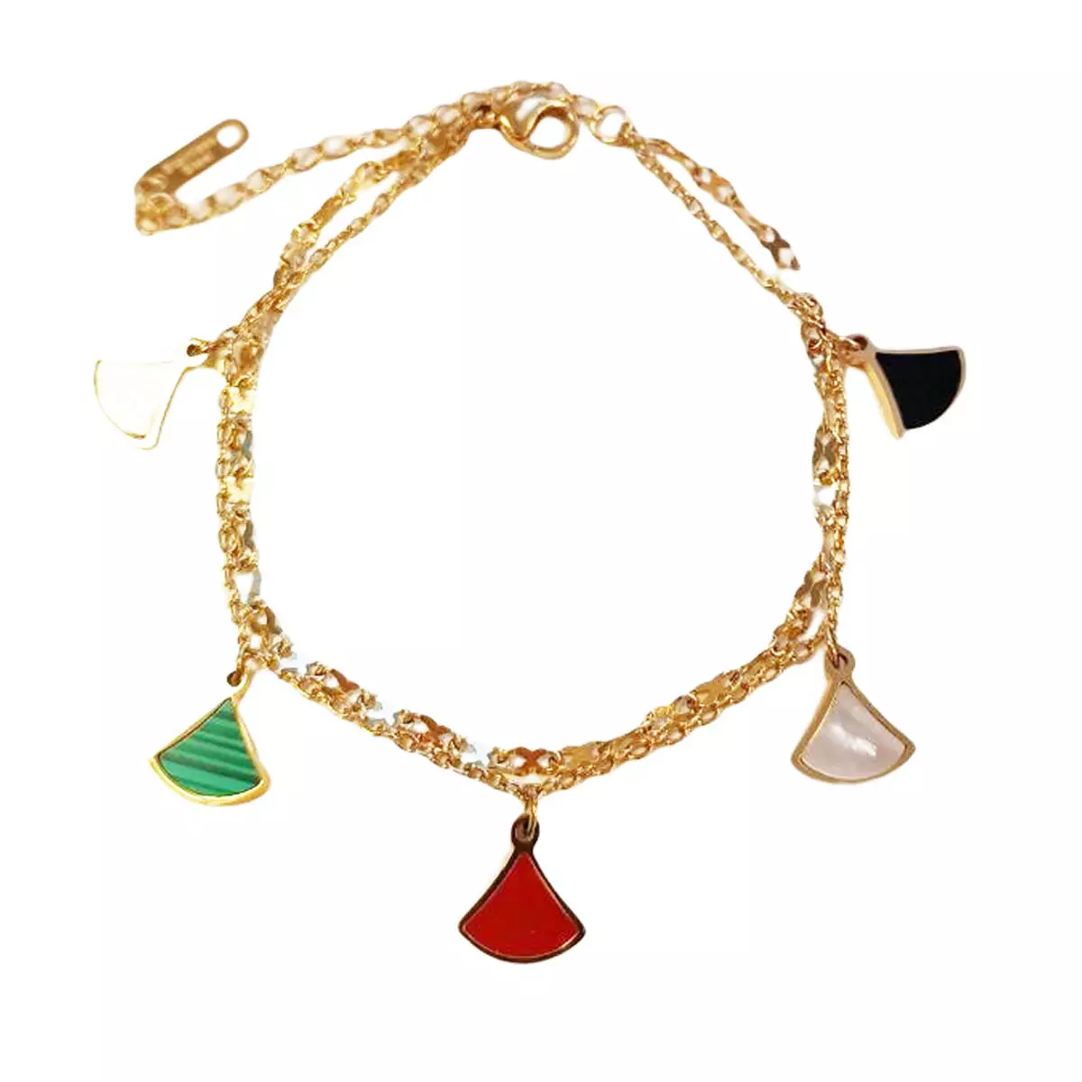 Les Trésors De Lily Bracelet Acier 'Boho' Multicolore Doré 2 Rangs 10x10 Mm [R9155]