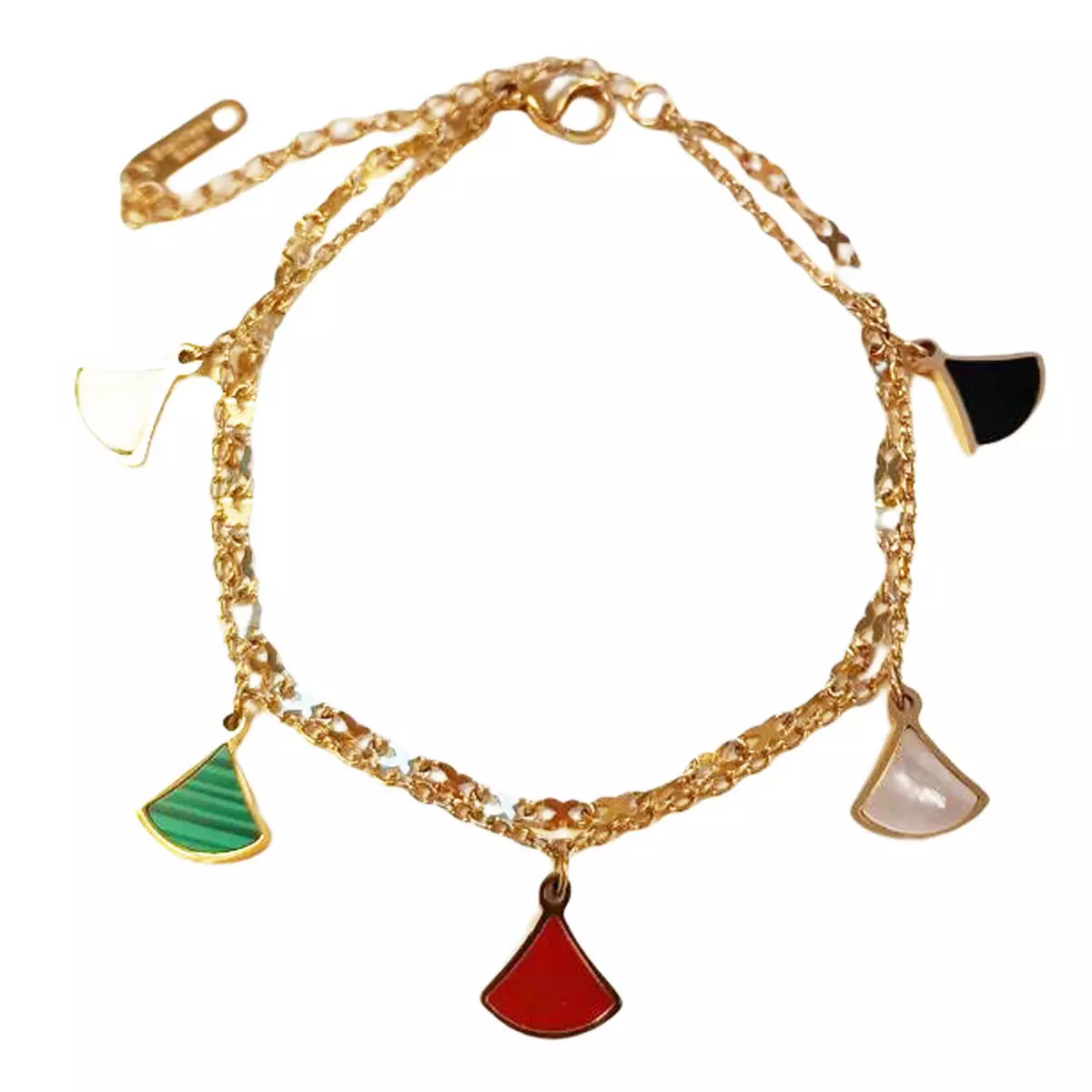 les trésors de lily Bracelet Acier 'Boho' multicolore doré 2 rangs 10x10 mm [R9155]