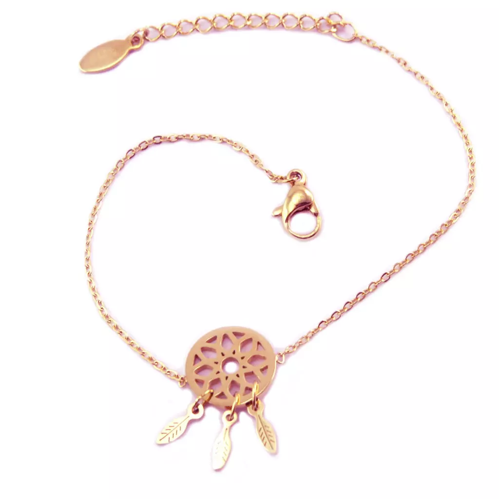 Les Trésors De Lily Bracelet Acier 'Boho' Rosé (dreamcatcher) 20x11 Mm [R5853]