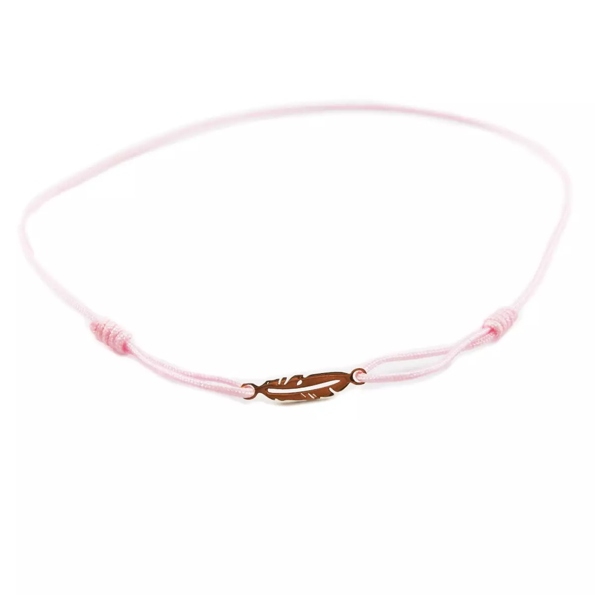 les trésors de lily Bracelet acier 'Boho' rose pâle doré (plume) 10x5 mm [R0173]