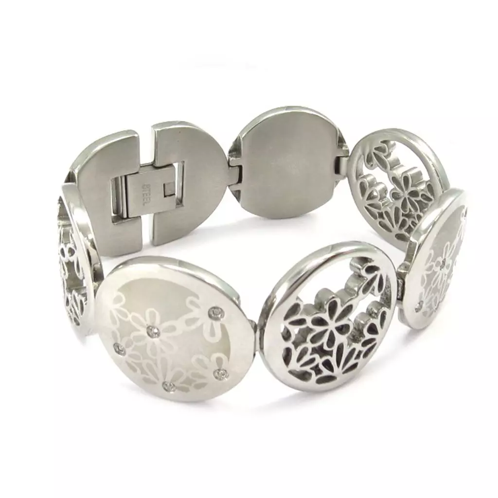 Les Trésors De Lily Bracelet Acier 'Calypso' Argenté (fleur) [K6012]