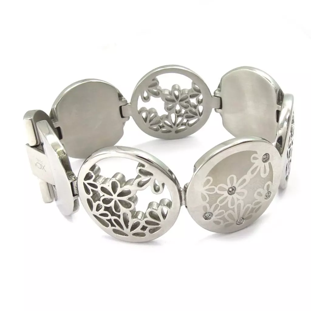 Les Trésors De Lily Bracelet Acier 'Calypso' Argenté (fleur) [K6012]