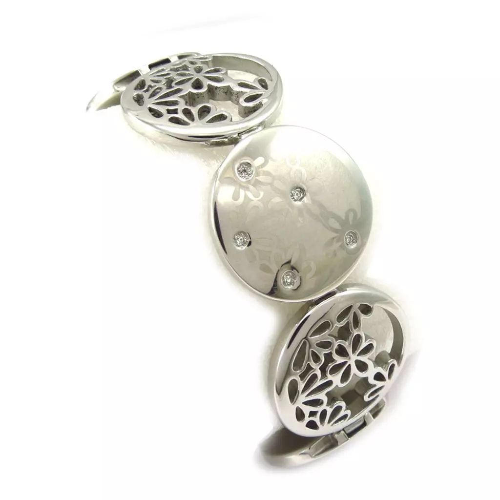 les trésors de lily Bracelet acier 'Calypso' argenté (fleur) [K6012]