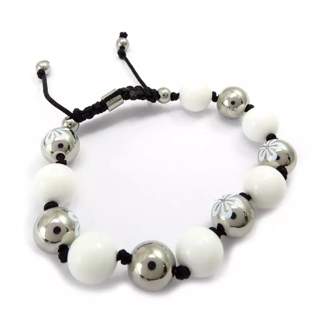 Les Trésors De Lily Bracelet Acier 'Calypso' Blanc (fleur) 12 Mm [K6021]