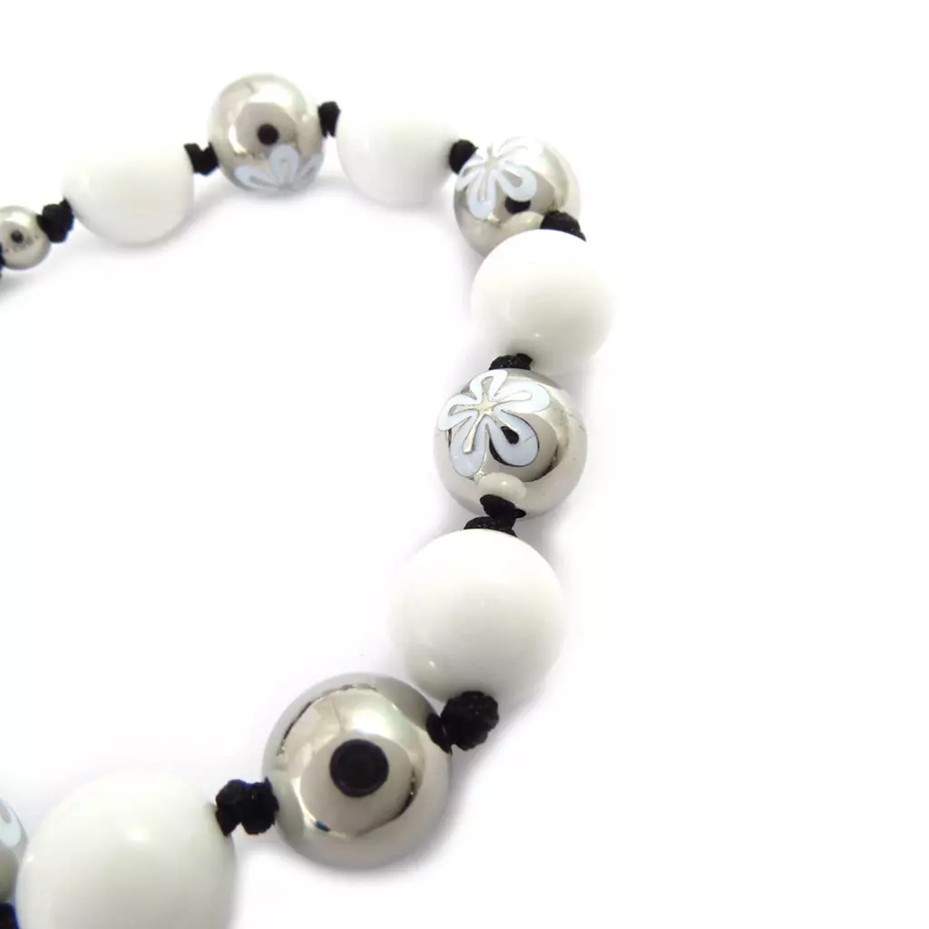 Les Trésors De Lily Bracelet Acier 'Calypso' Blanc (fleur) 12 Mm [K6021]
