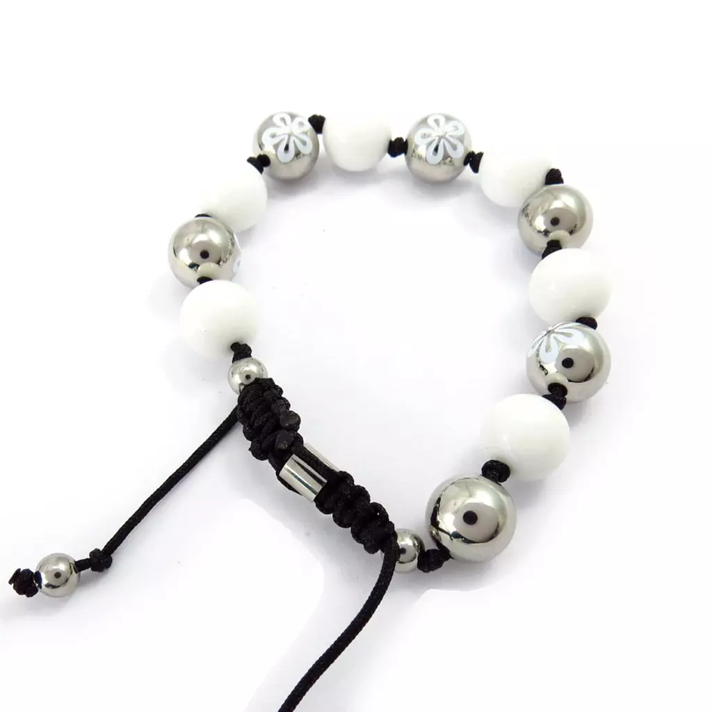 Les Trésors De Lily Bracelet Acier 'Calypso' Blanc (fleur) 12 Mm [K6021]