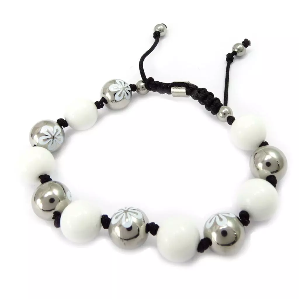 les trésors de lily Bracelet acier 'Calypso' blanc (fleur) 12 mm [K6021]