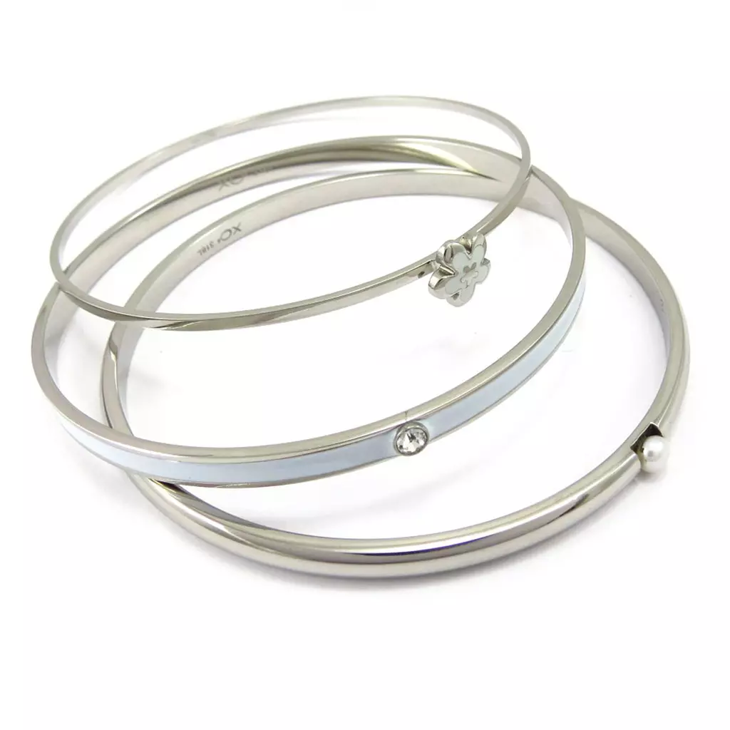 Les Trésors De Lily Bracelet Acier 'Calypso' Blanc (fleur) [K6004]