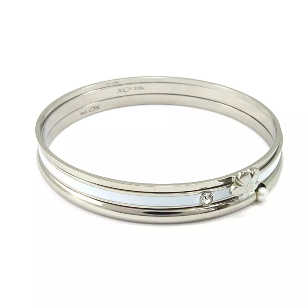 Les Trésors De Lily Bracelet Acier 'Calypso' Blanc (fleur) [K6004]