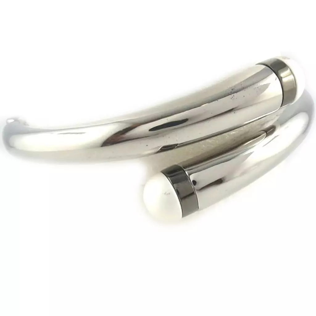 Les Trésors De Lily Bracelet Acier 'Calypso' Blanc Gris Argenté (fleur) [L1304]