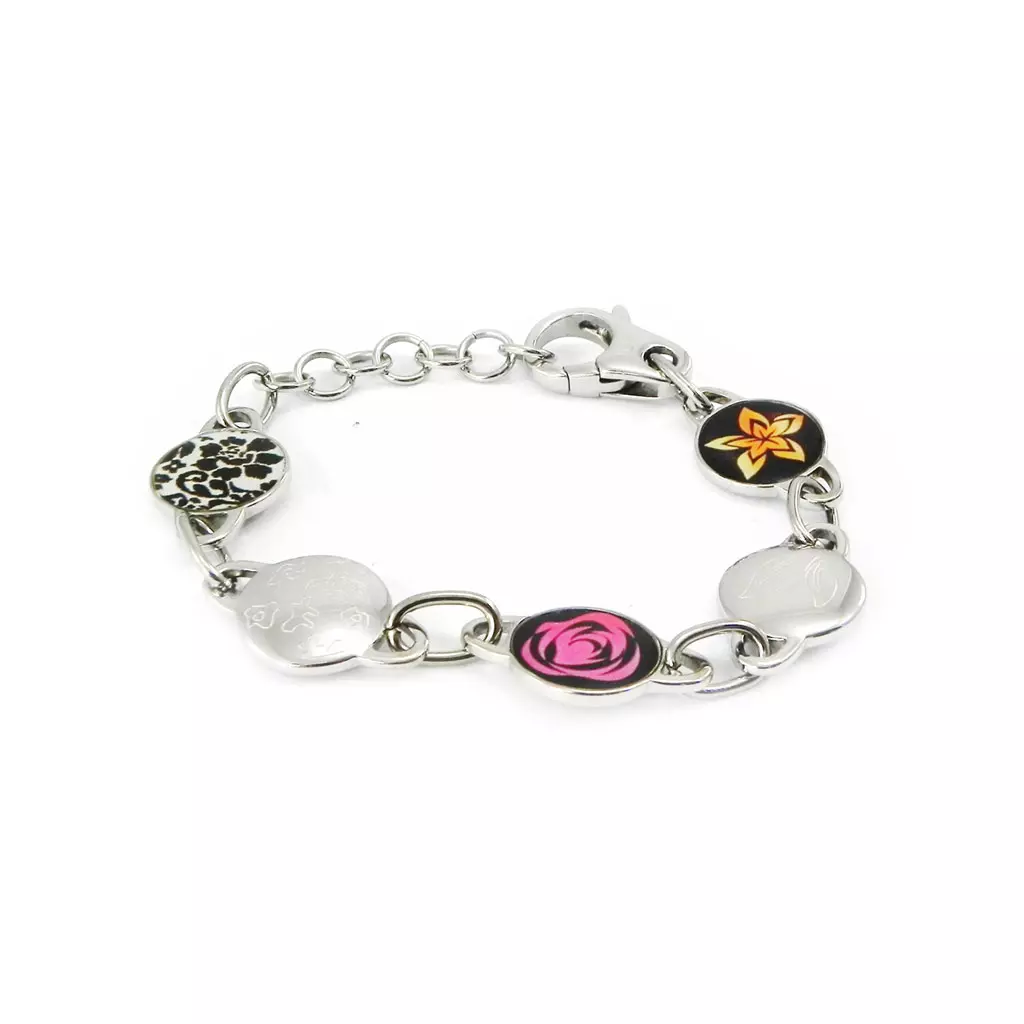 Les Trésors De Lily Bracelet Acier 'Calypso' Floral Multicolore [I2880]
