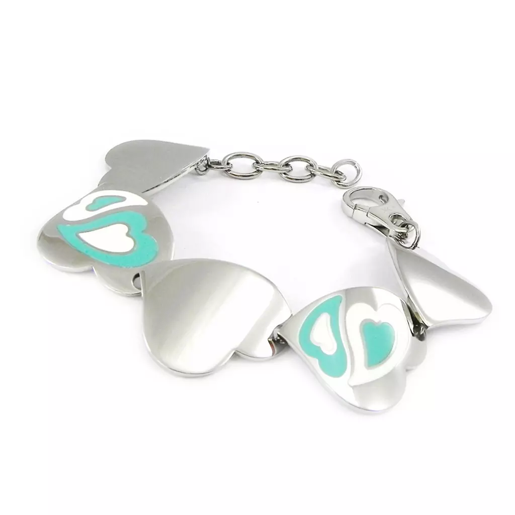 Les Trésors De Lily Bracelet Acier 'Calypso' Love Turquoise [I2894]