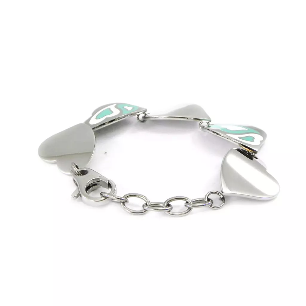 Les Trésors De Lily Bracelet Acier 'Calypso' Love Turquoise [I2894]
