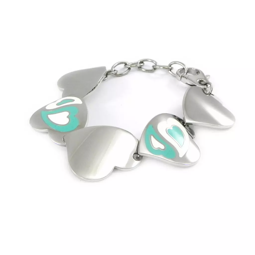 Les Trésors De Lily Bracelet Acier 'Calypso' Love Turquoise [I2894]