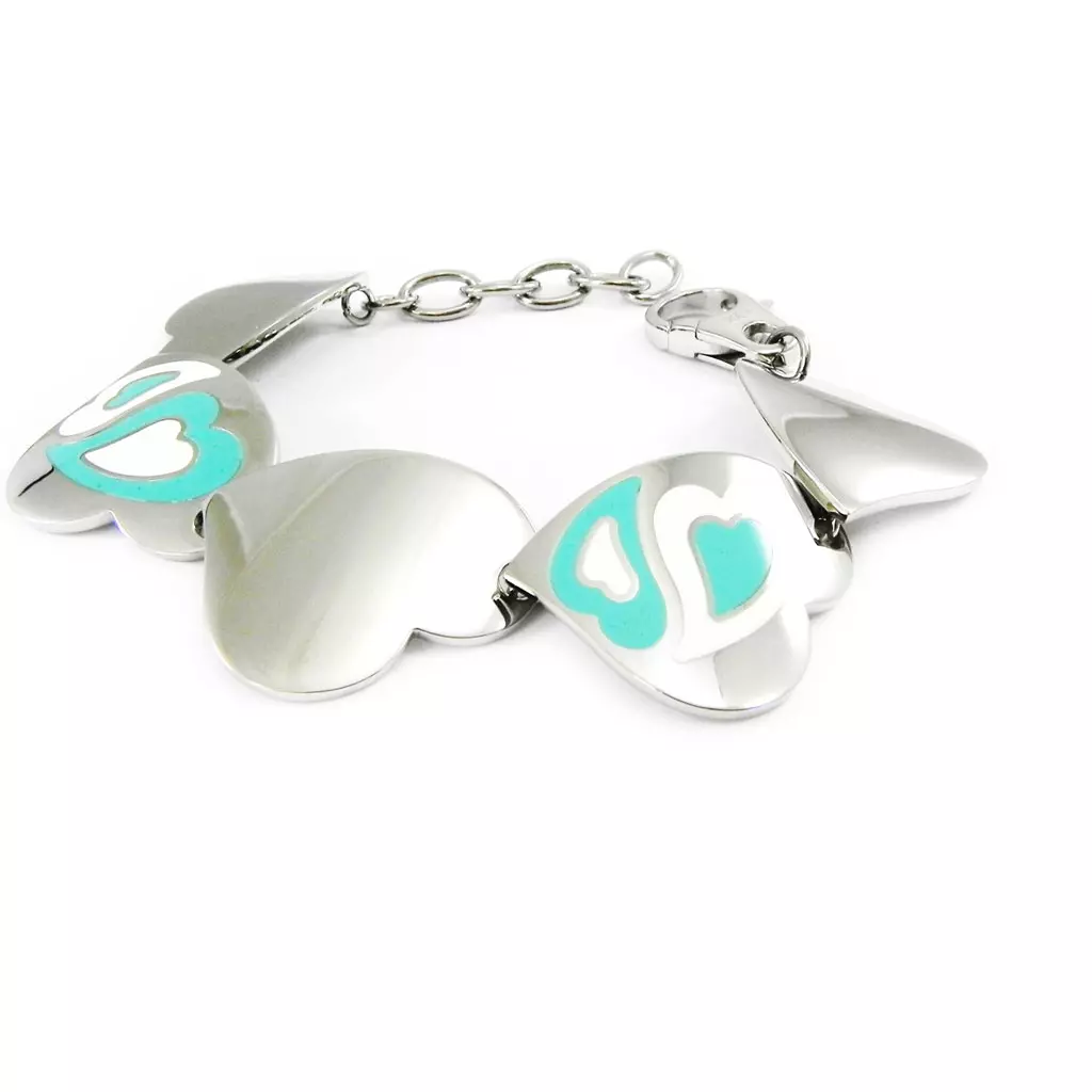les trésors de lily Bracelet acier 'Calypso' love turquoise [I2894]