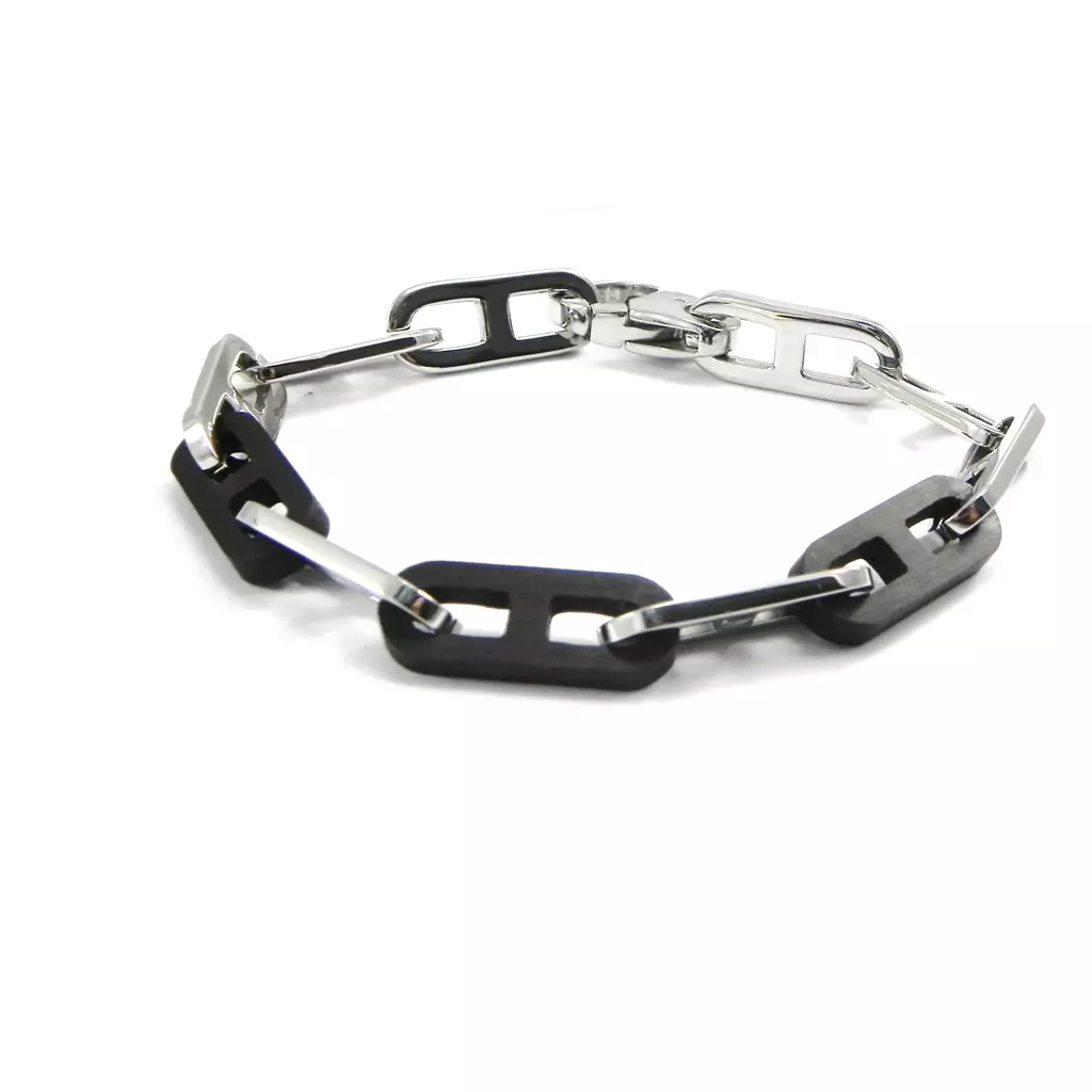 Les Trésors De Lily Bracelet Acier 'Calypso' Noir Argenté [I2904]