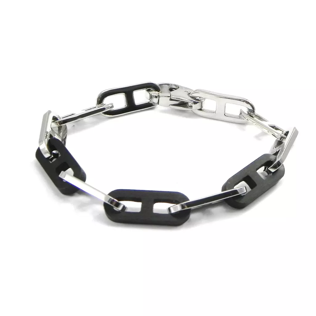 Les Trésors De Lily Bracelet Acier 'Calypso' Noir Argenté [I2904]
