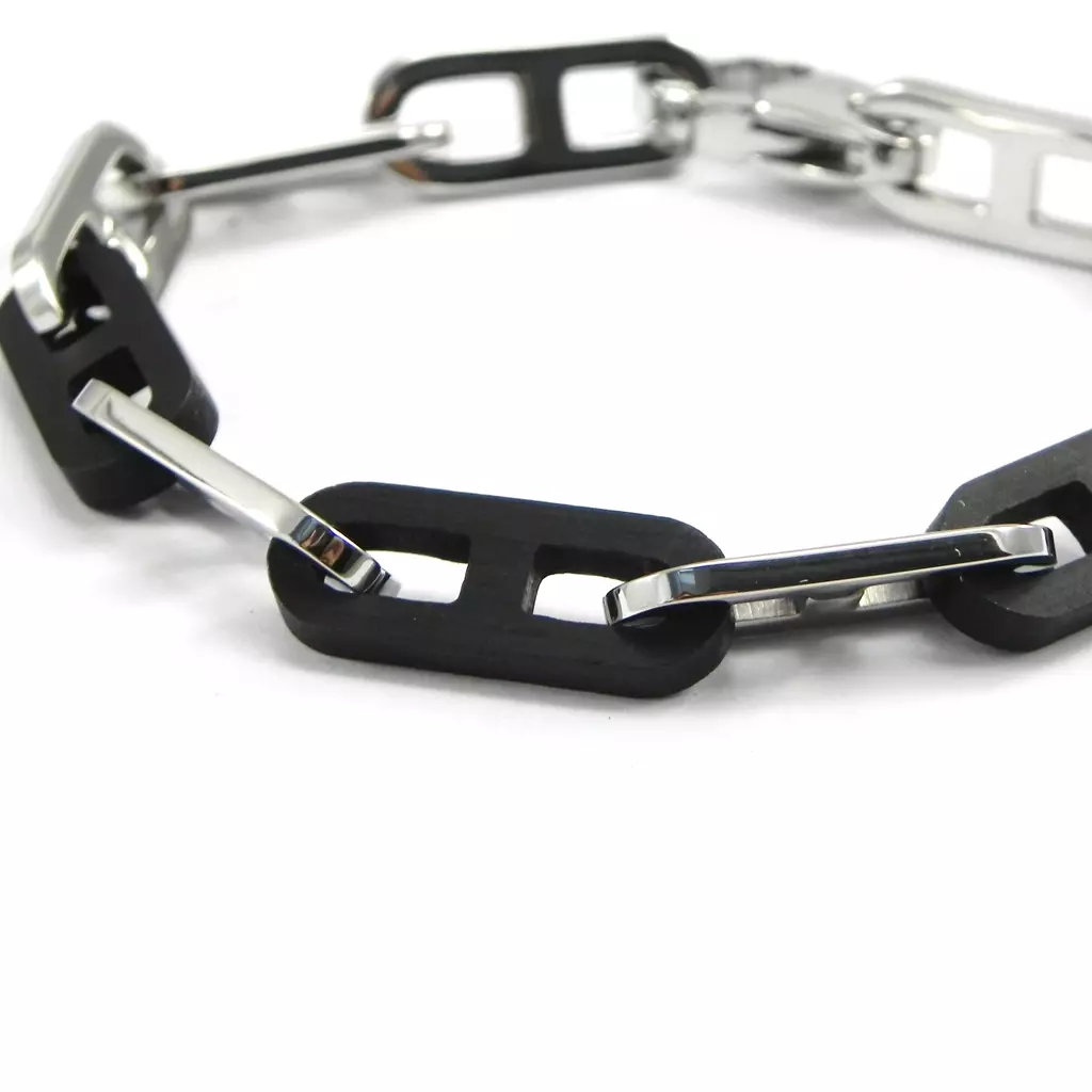 les trésors de lily Bracelet acier 'Calypso' noir argenté [I2904]