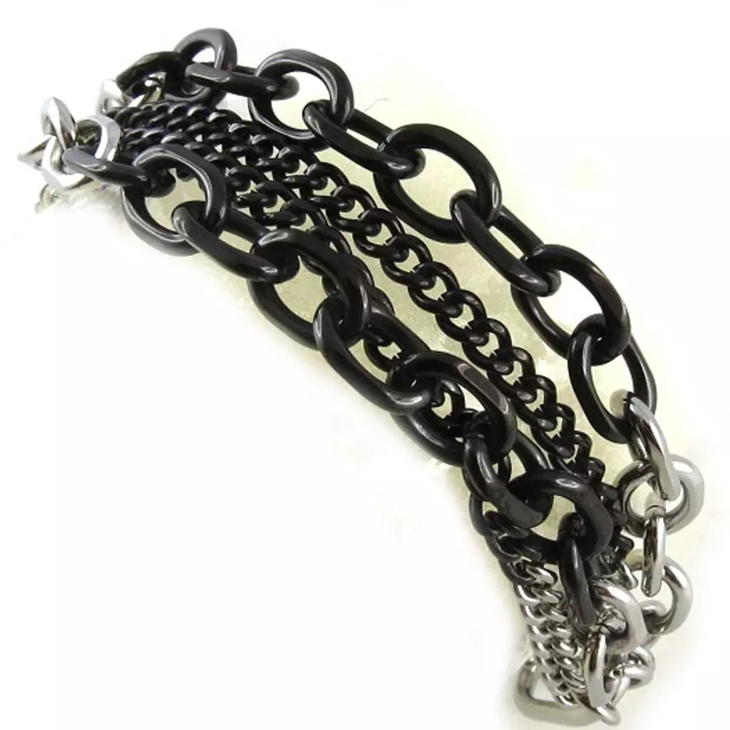Les Trésors De Lily Bracelet Acier 'Calypso' Noir Argenté [L1912]