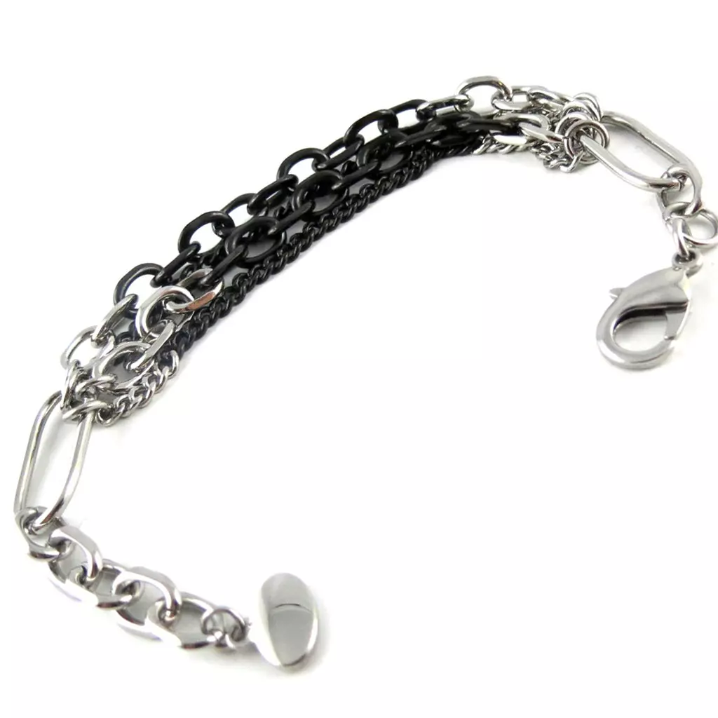 Les Trésors De Lily Bracelet Acier 'Calypso' Noir Argenté [L1912]