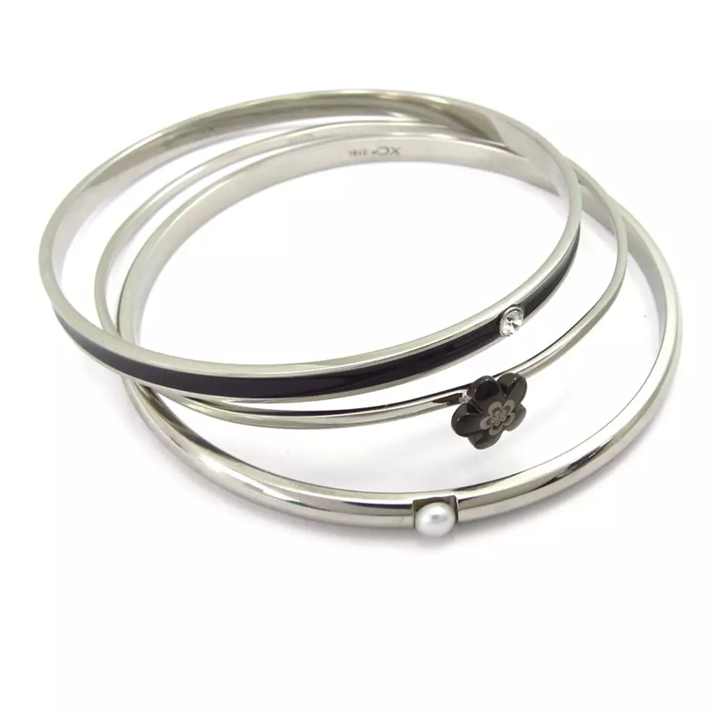 les trésors de lily Bracelet acier 'Calypso' noir (fleur) [K6018]