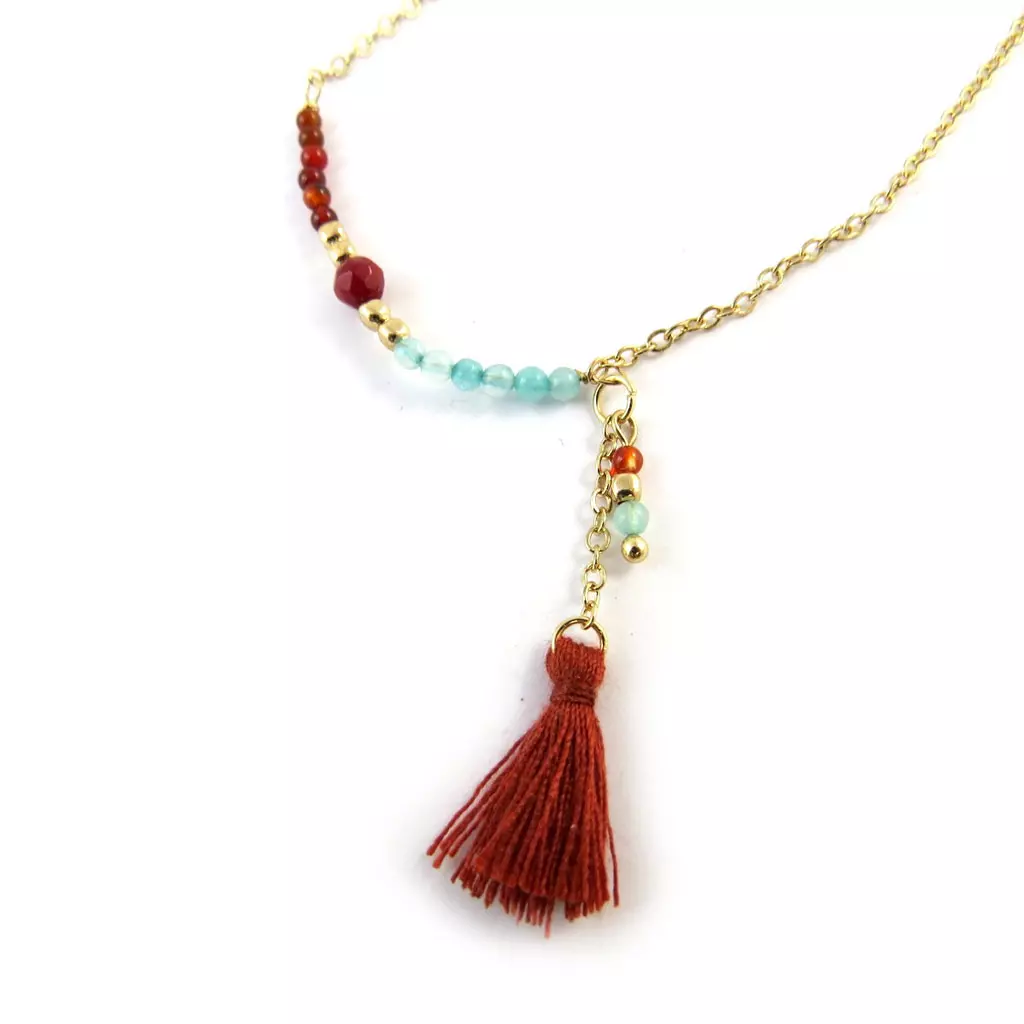 Les Trésors De Lily Bracelet 'Altaï' Rouge Vert Doré [N9226]