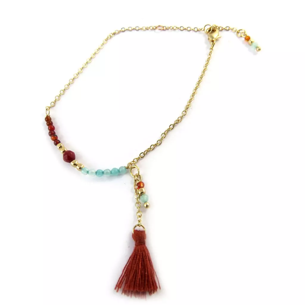 Les Trésors De Lily Bracelet 'Altaï' Rouge Vert Doré [N9226]