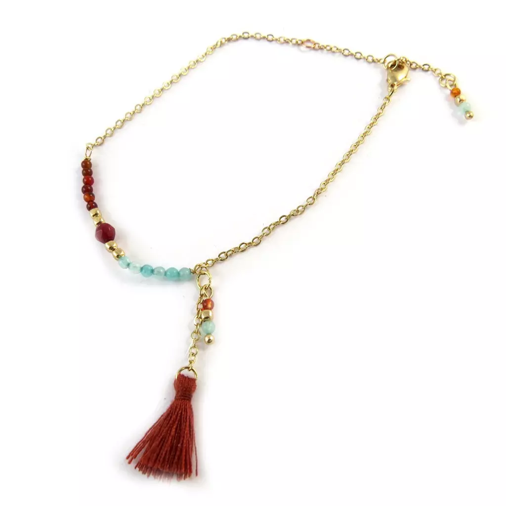 les trésors de lily Bracelet 'Altaï' rouge vert doré [N9226]