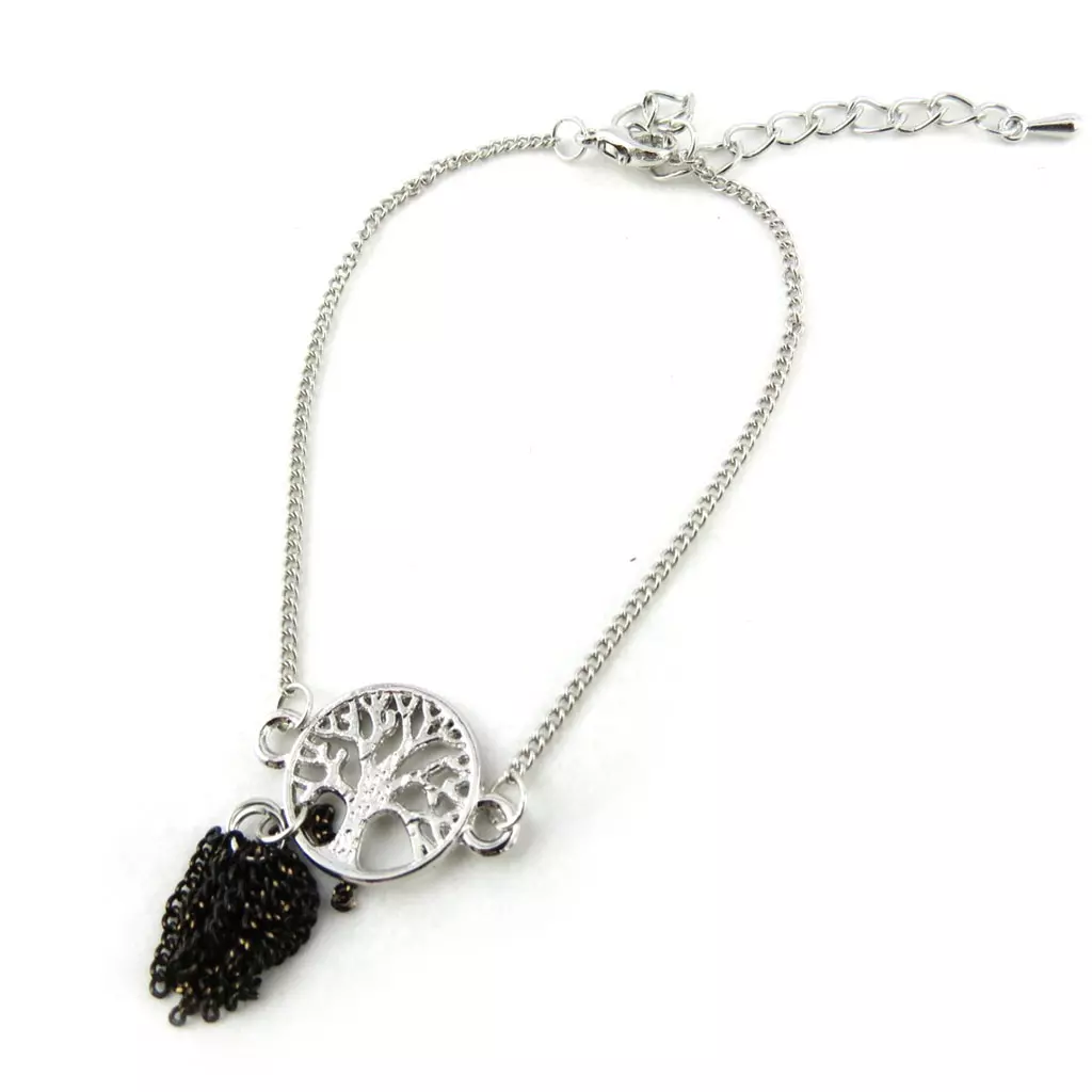 Les Trésors De Lily Bracelet 'Arbre De Vie' Noir Argenté [N1019]
