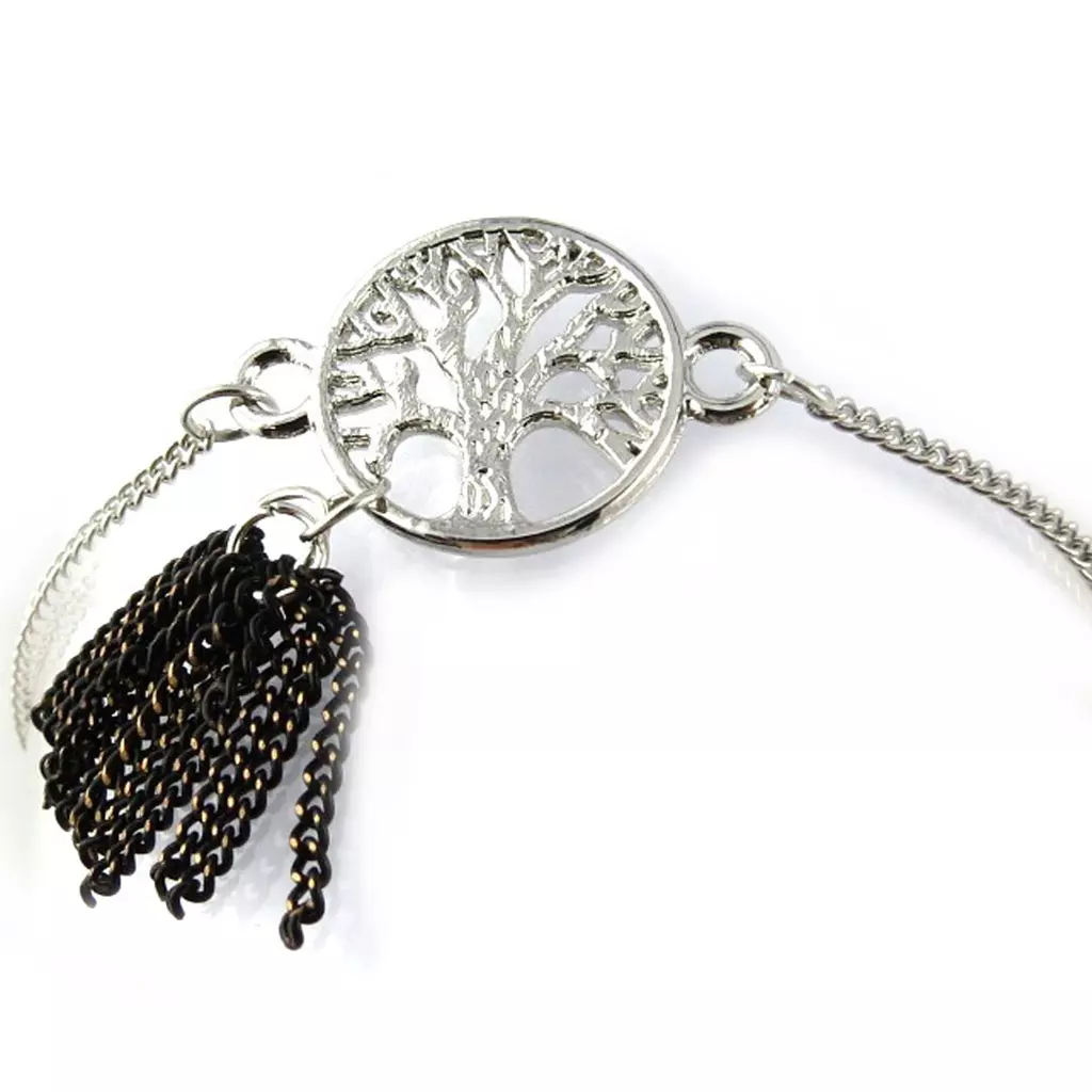 les trésors de lily Bracelet 'Arbre de Vie' noir argenté [N1019]