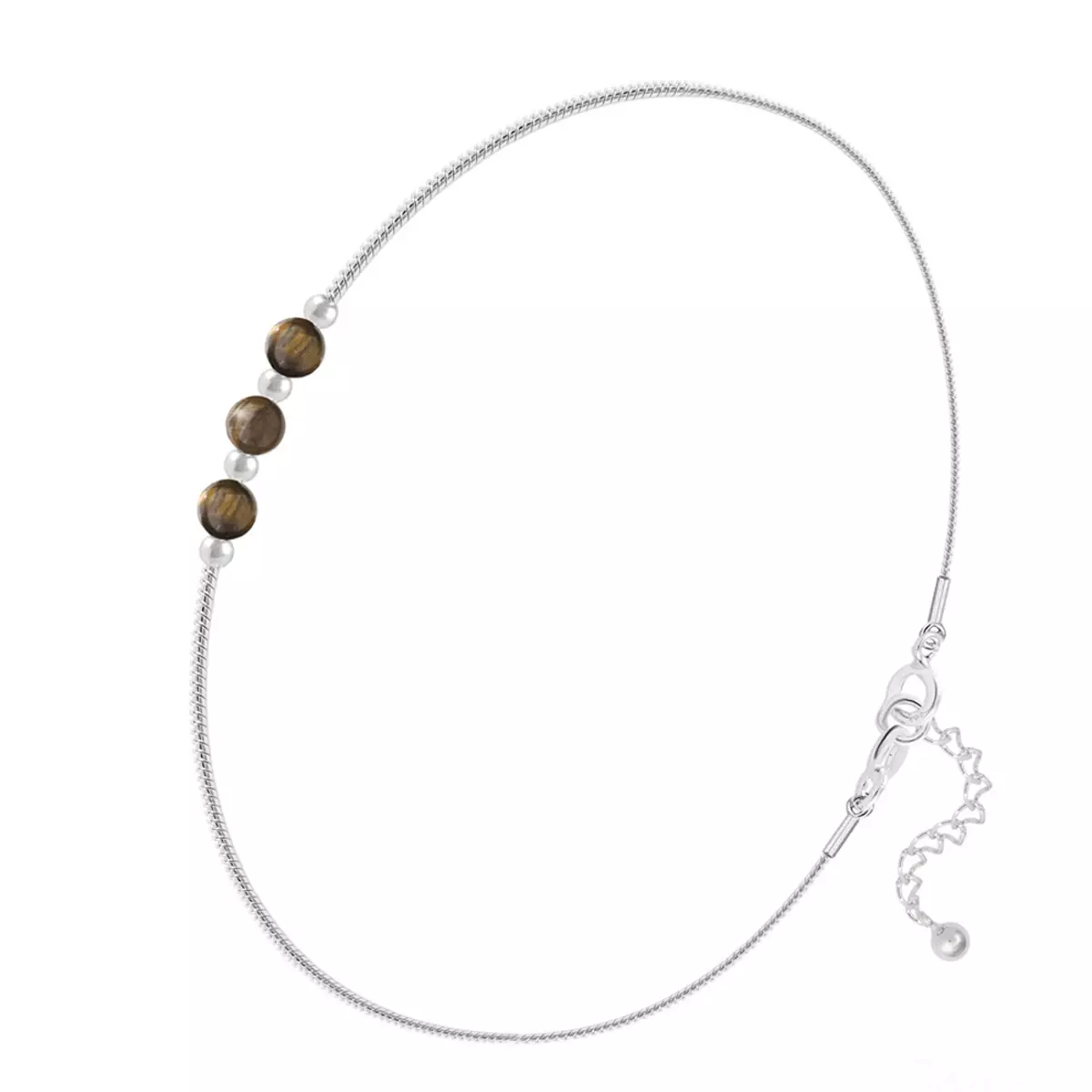 les trésors de lily Bracelet argent artisanal 'Mineralia' oeil de tigre argenté 15x4 mm [R5958]