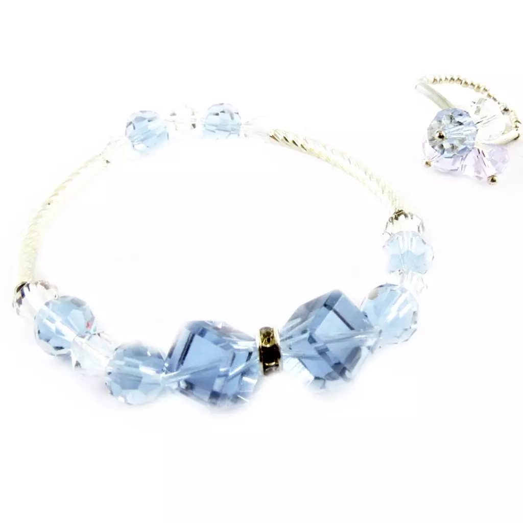 Les Trésors De Lily Bracelet + Bague 'Minéralia' Parme [E8856]