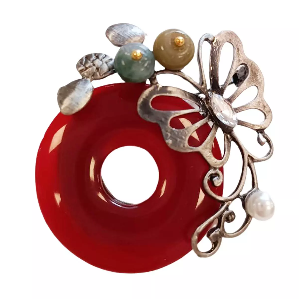 les trésors de lily Bracelet baroque 'Minéralia' agate rouge 60x50 mm [R9163]