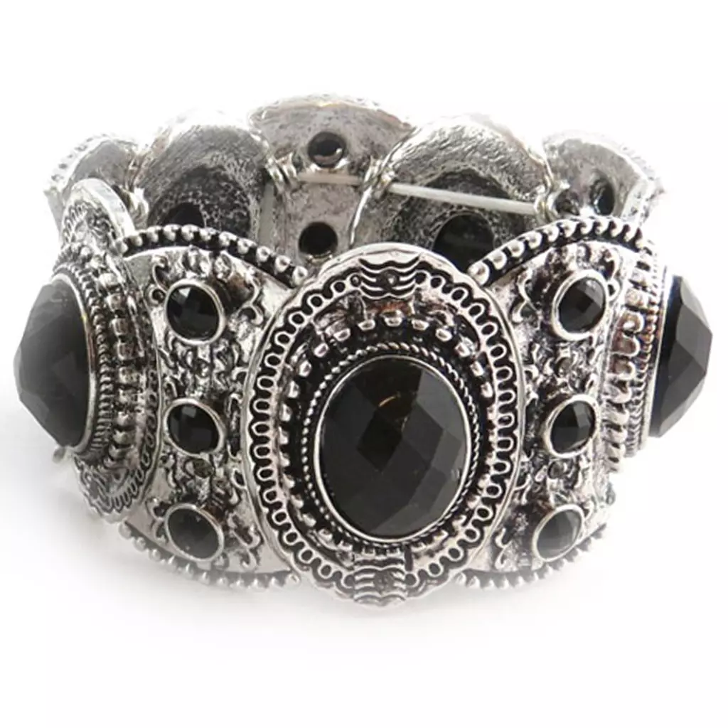 les trésors de lily Bracelet baroque 'Scarlett' noir argenté 4 cm [R6926]