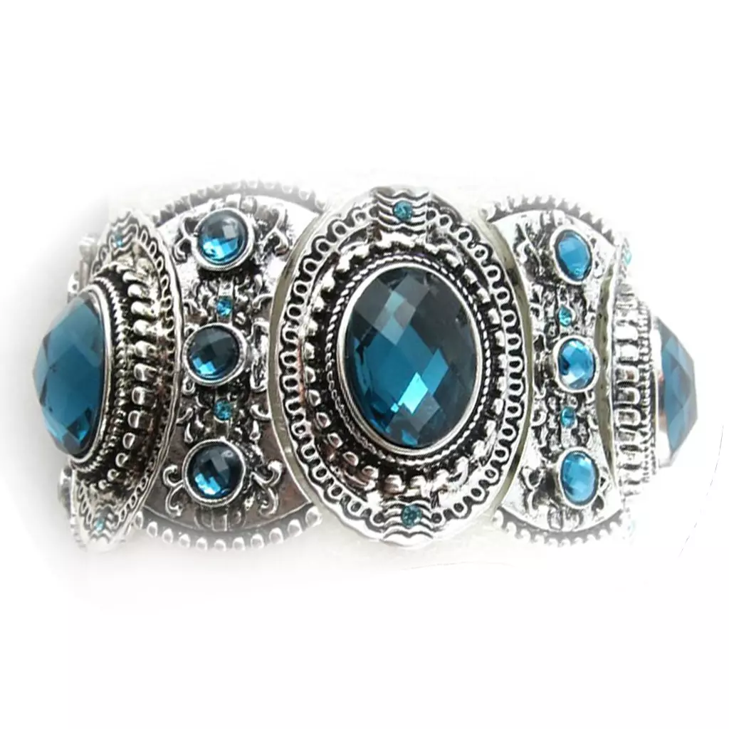 les trésors de lily Bracelet baroque 'Scarlett' turquoise 4 cm [R6925]