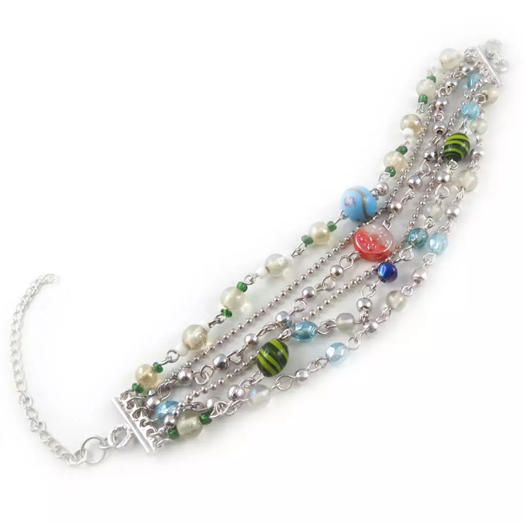 Les Trésors De Lily Bracelet 'Calcutta' Blanc Bleu Vert [B8202]