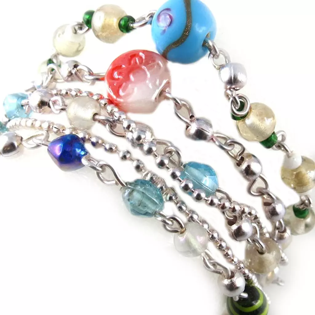 Les Trésors De Lily Bracelet 'Calcutta' Blanc Bleu Vert [B8202]