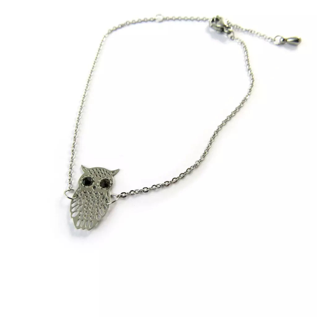 Les Trésors De Lily Bracelet 'Carmen' Noir Argenté (chouette) [N9336]