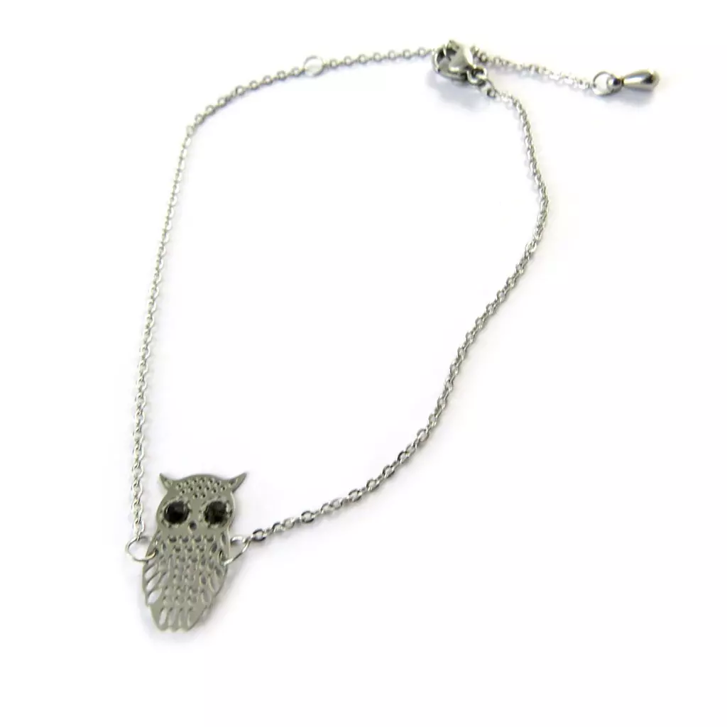 les trésors de lily Bracelet 'Carmen' noir argenté (chouette) [N9336]