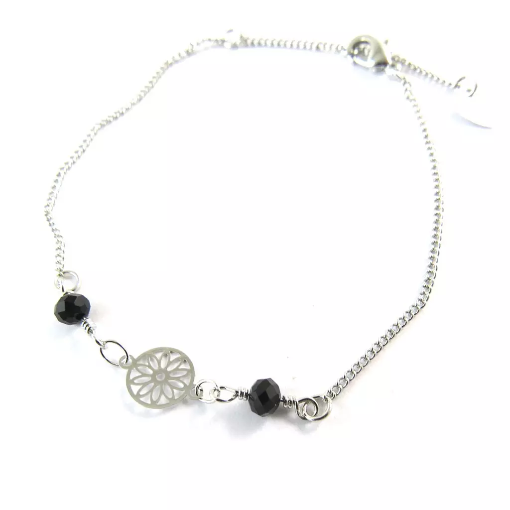 Les Trésors De Lily Bracelet 'Carmen' Noir Argenté [N8873]