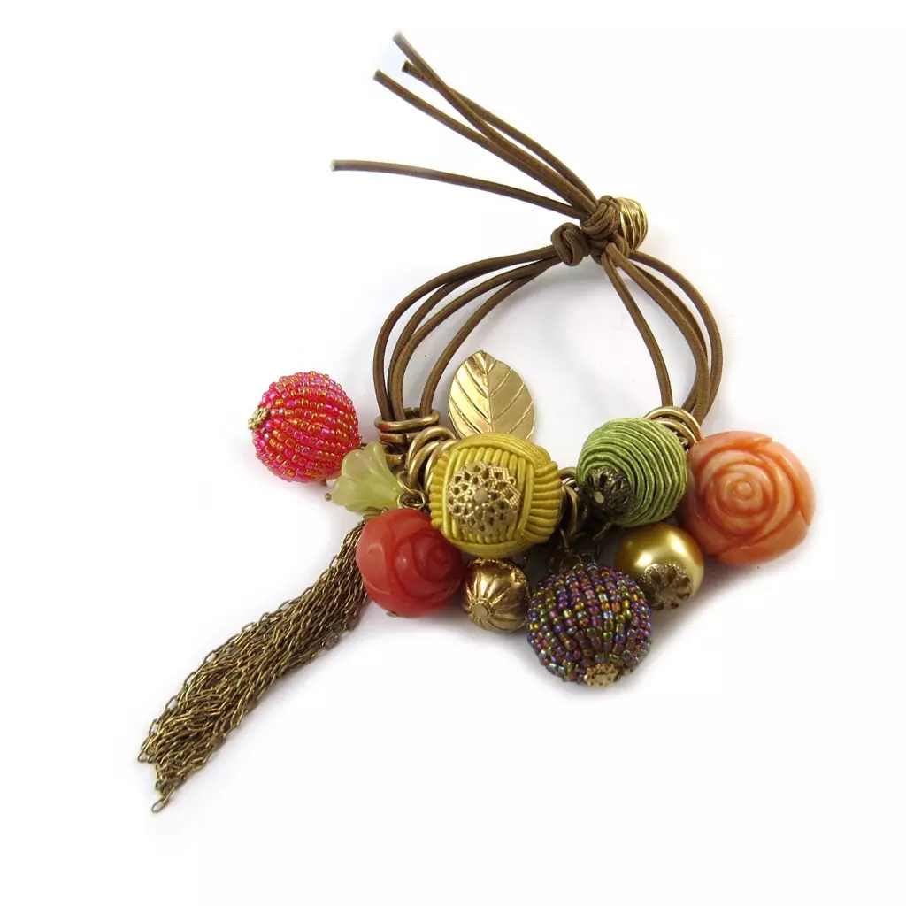 Les Trésors De Lily Bracelet 'Grappe De Fruits' Rouge / Ambre [N8437]